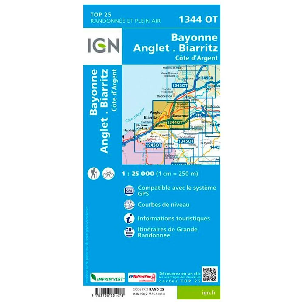Carte IGN 1344OT Bayonne Anglet Biarritz Côte D'Argent 4 Carte IGN 1344OT Bayonne Anglet Biarritz Côte D'Argent – Image 2