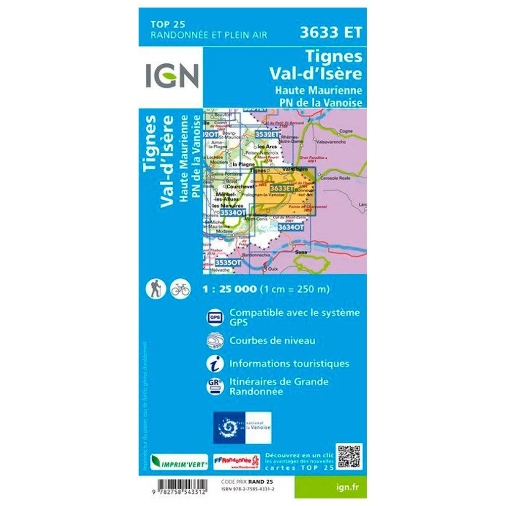 Carte IGN 3633ET Tignes, Val D'Isere, Haute Maurienne, Parc National De La Vanoise 4 Carte IGN 3633ET Tignes, Val D'Isere, Haute Maurienne, Parc National De La Vanoise – Image 2