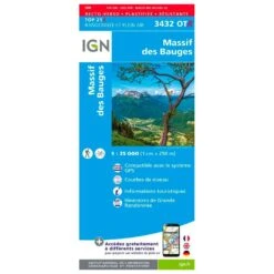 Carte IGN 3432OTR Massif Des Bauges - Résistante