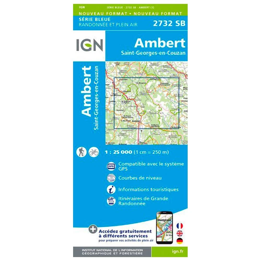 Carte IGN 2732SB Ambert, Saint-Georges-en-Couzan 3 Carte IGN 2732SB Ambert, Saint-Georges-en-Couzan