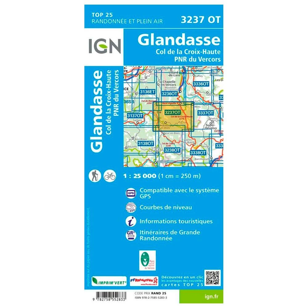 Carte IGN 3237OT Glandasse, Col De La Croix-Haute, PNR Du Vercors 4 Carte IGN 3237OT Glandasse, Col De La Croix-Haute, PNR Du Vercors – Image 2