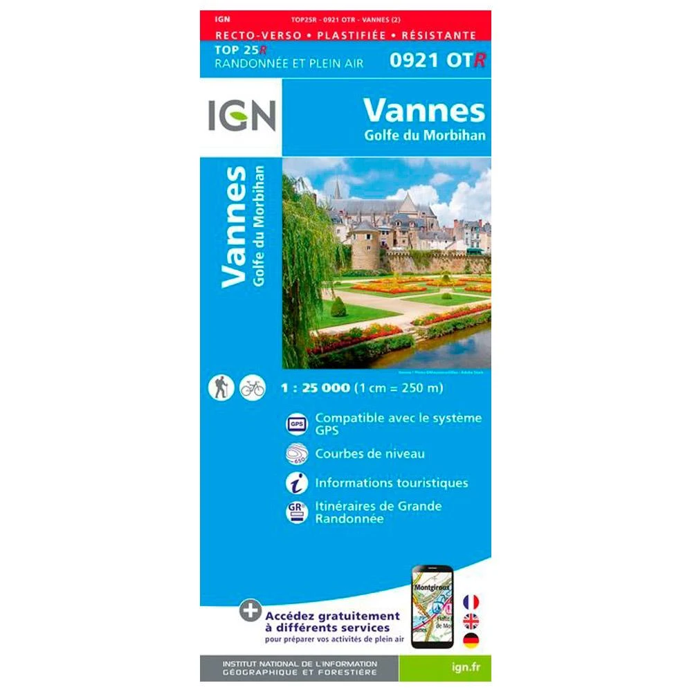 Carte IGN 0921OTR Vannes, Golfe Du Morbihan - Résistante 3 Carte IGN 0921OTR Vannes, Golfe Du Morbihan - Résistante
