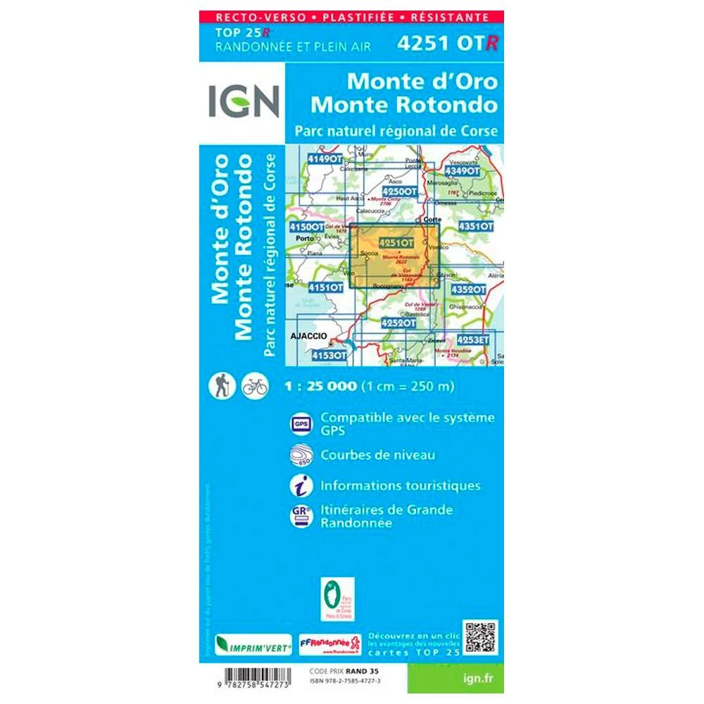 Carte IGN 4251OTR Monte D'Oro, Monte Rotondo, Parc Naturel Régional De Corse - Résistante 4 Carte IGN 4251OTR Monte D'Oro, Monte Rotondo, Parc Naturel Régional De Corse - Résistante – Image 2