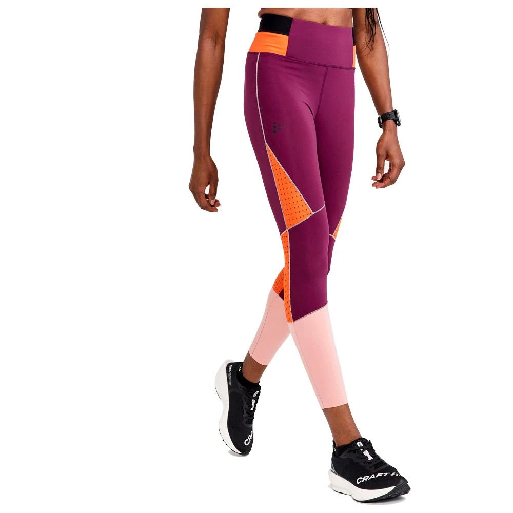 Collant De Trail Craft PRO Charge Blocked Tights W Burgundy-Bleikur 4 Collant De Trail Craft PRO Charge Blocked Tights W Burgundy-Bleikur – Image 2