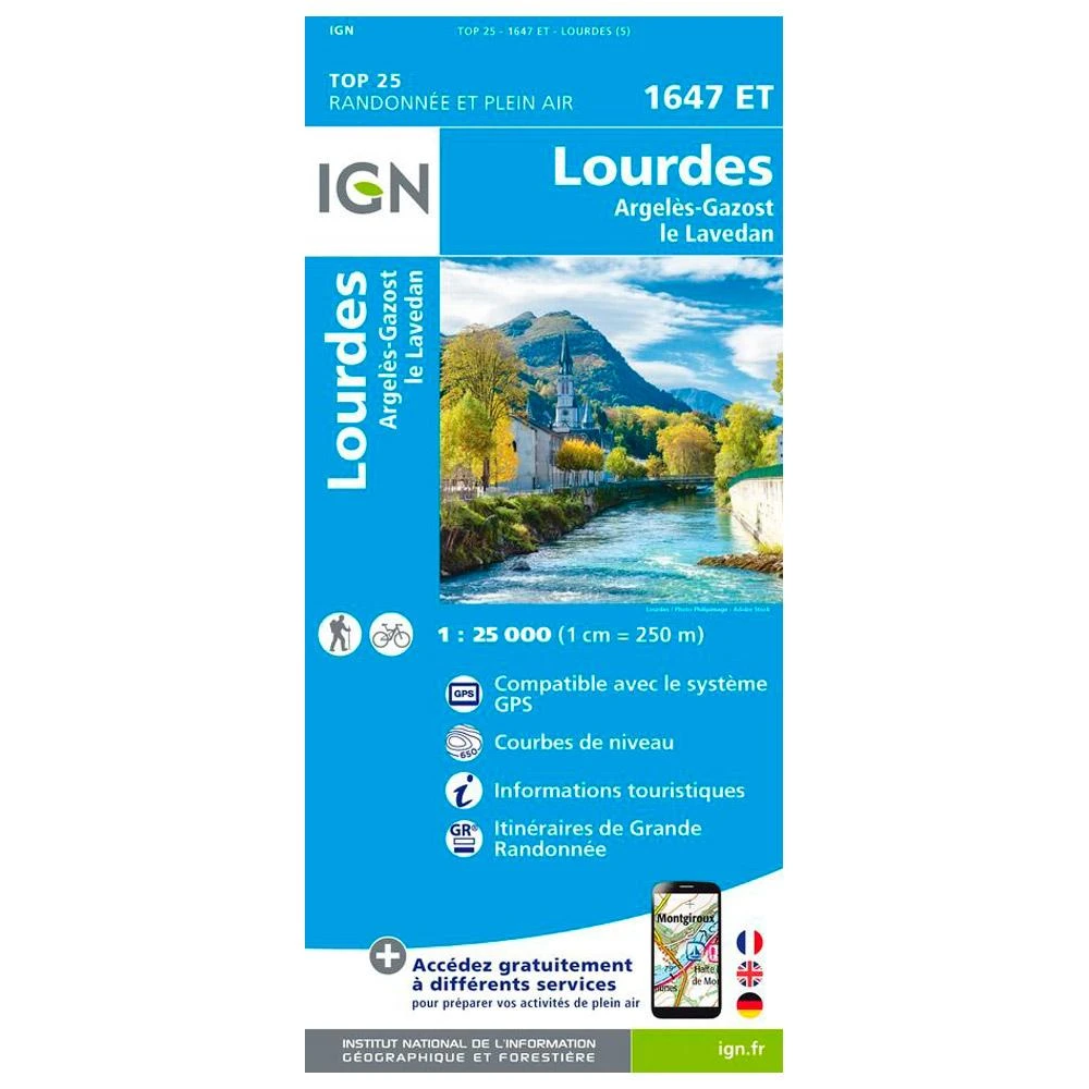 Carte IGN 1647ET Lourdes Argelès-Gazost Le Lavedan 3 Carte IGN 1647ET Lourdes Argelès-Gazost Le Lavedan