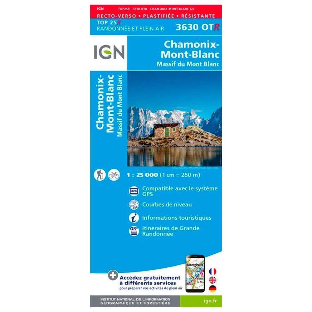 Carte IGN 3630OTR Chamonix-Mont-Blanc, Massif Du Mont Blanc - Résistante 3 Carte IGN 3630OTR Chamonix-Mont-Blanc, Massif Du Mont Blanc - Résistante