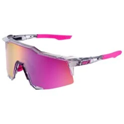 100% Lunettes De Soleil 100 % Speedcraft Polished Translucent Grey Purple Multilayer Mirror Lens